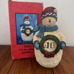 Ceramic Country Style Snowman Countdown To Christmas Decor Tis the Season 2007